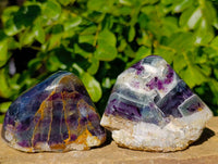 Polished Watermelon Fluorite Free Forms x 3 From Uis, Namibia - Toprock Gemstones and Minerals 
