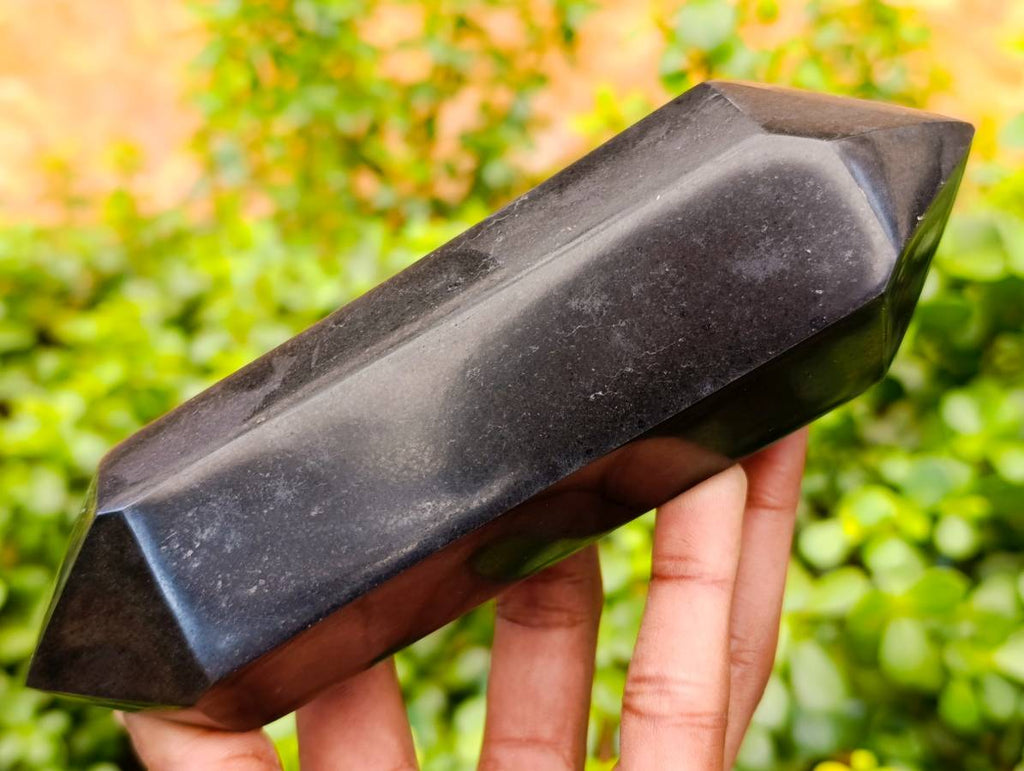 Polished Double Terminated Black Basalt Points x 3 From Madagascar - Toprock Gemstones and Minerals 