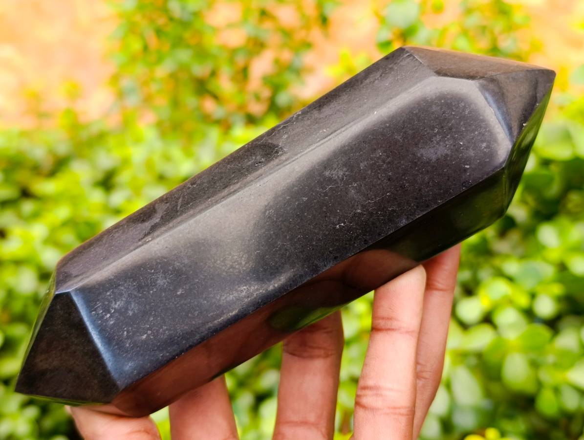 Polished Double Terminated Black Basalt Points x 3 From Madagascar - Toprock Gemstones and Minerals 