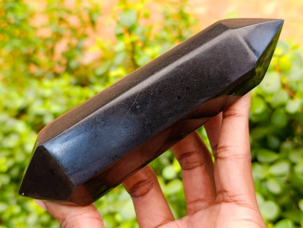 Polished Double Terminated Black Basalt Points x 3 From Madagascar - Toprock Gemstones and Minerals 