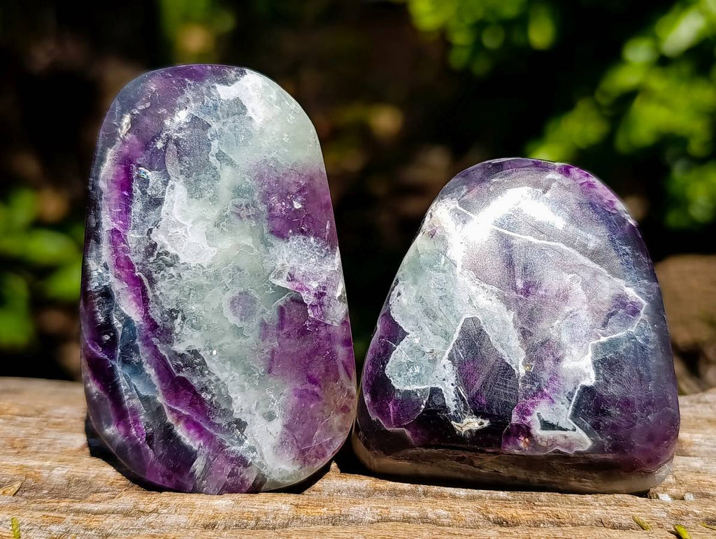 Polished Watermelon Fluorite Free Forms x 12 From Uis, Namibia - Toprock Gemstones and Minerals 