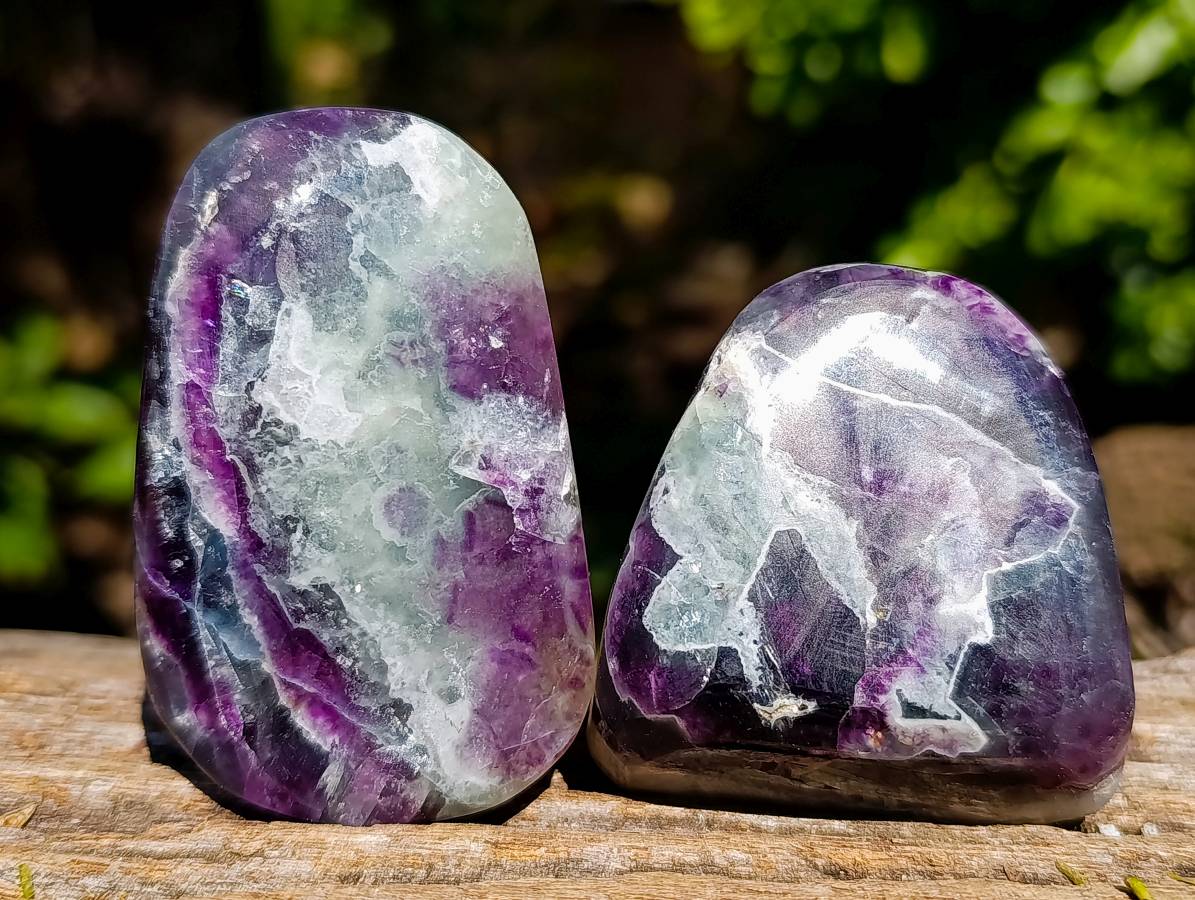 Polished Watermelon Fluorite Free Forms x 12 From Uis, Namibia - Toprock Gemstones and Minerals 