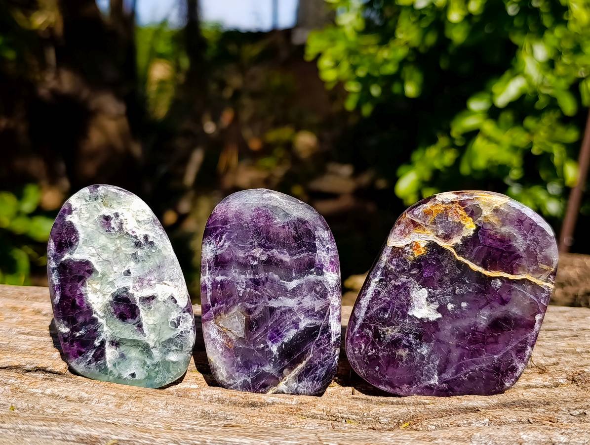 Polished Watermelon Fluorite Free Forms x 12 From Uis, Namibia - Toprock Gemstones and Minerals 