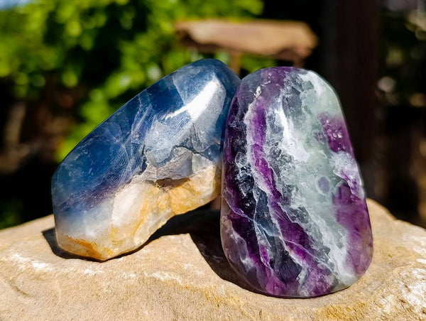Polished Watermelon Fluorite Free Forms x 12 From Uis, Namibia - Toprock Gemstones and Minerals 