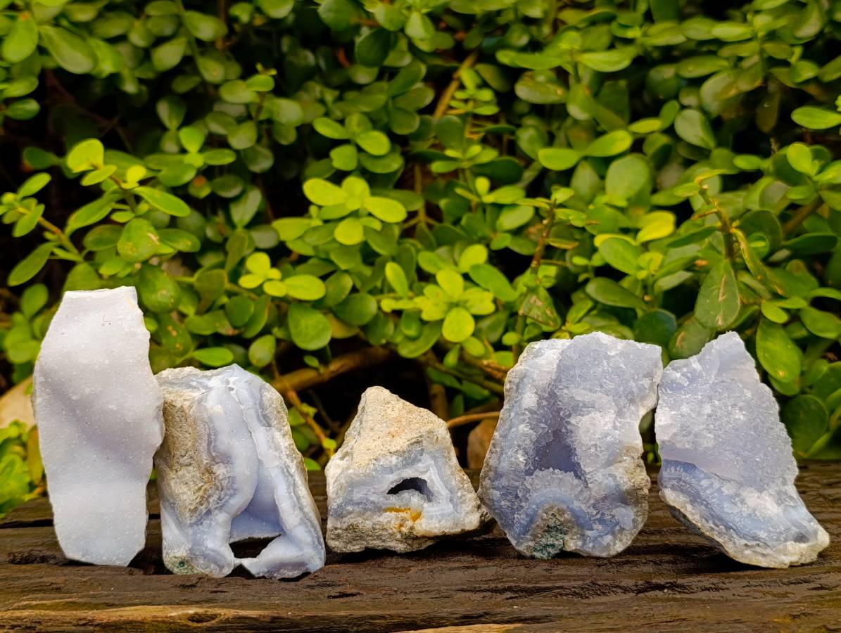 Natural Blue Lace Agate Geode Specimens x 26 From Malawi - Toprock Gemstones and Minerals 