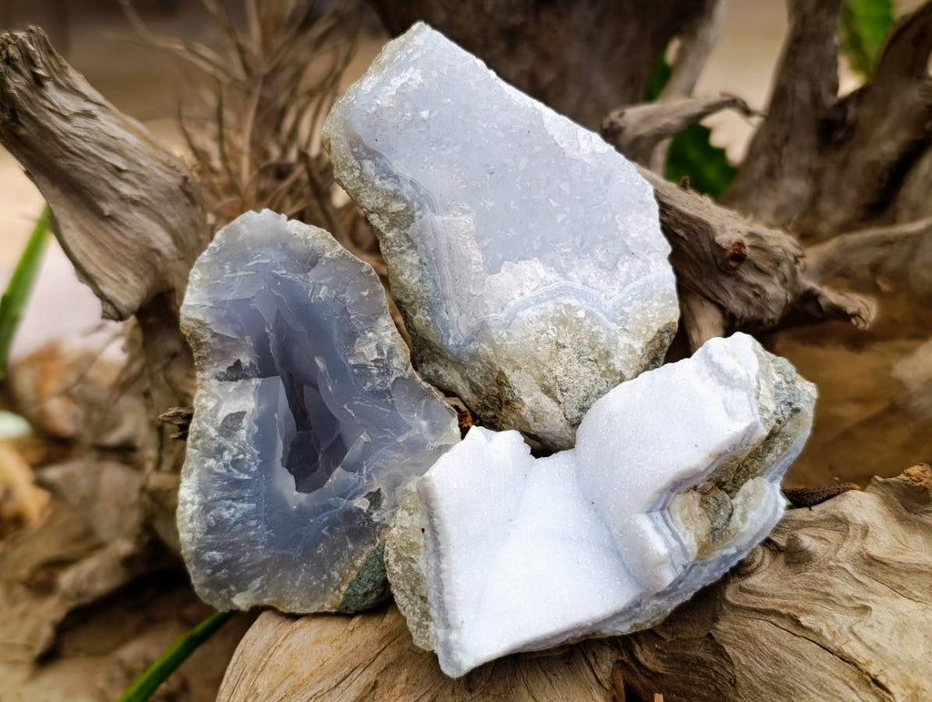 Natural Blue Lace Agate Geode Specimens x 26 From Malawi - Toprock Gemstones and Minerals 