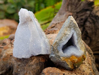 Natural Blue Lace Agate Geode Specimens x 26 From Malawi