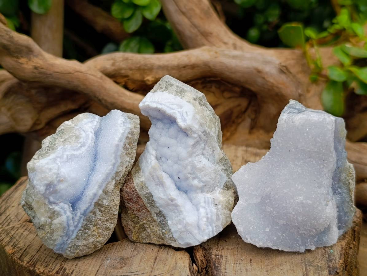 Natural Blue Lace Agate Geode Specimens x 26 From Malawi - Toprock Gemstones and Minerals 