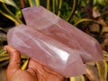 Polished Double Terminated Rose Quartz Points x 2 Madagascar - Toprock Gemstones and Minerals 
