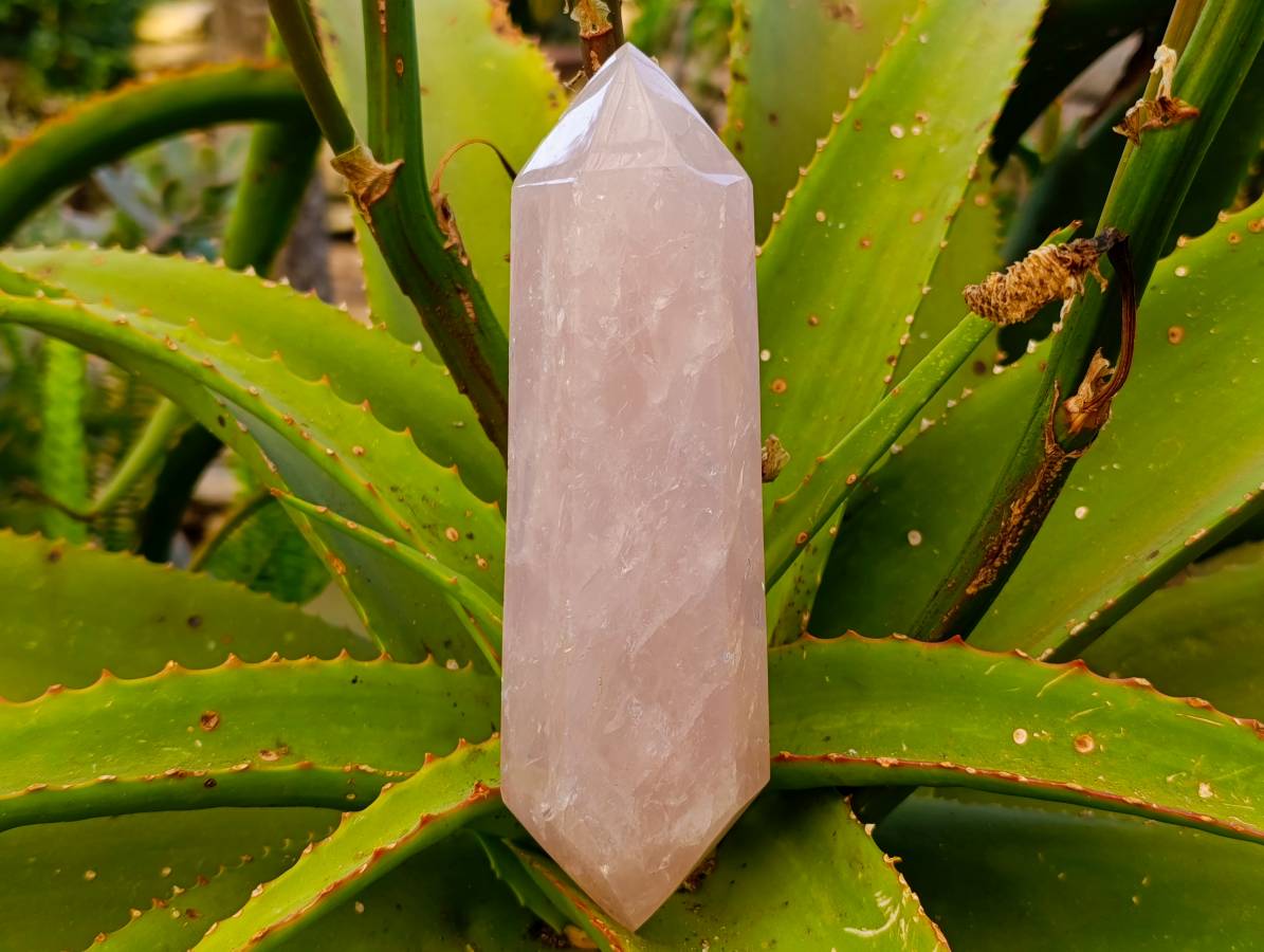 Polished Double Terminated Rose Quartz Points x 2 Madagascar - Toprock Gemstones and Minerals 