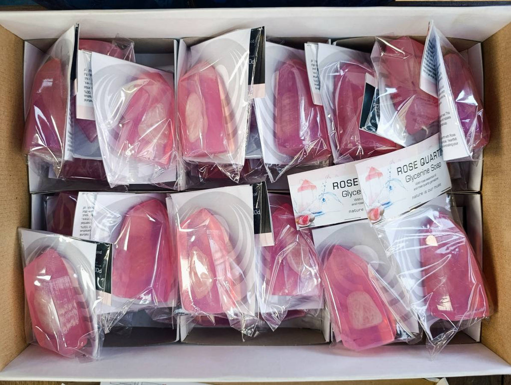 Rose Quartz Glycerin Handmade Soap With Rose Essential Oil - sold per soap - From South Africa - Toprock Gemstones and Minerals 