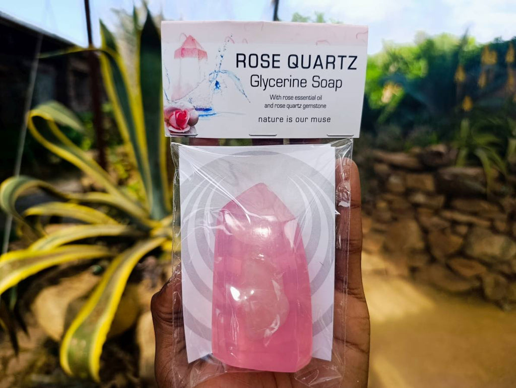Rose Quartz Glycerin Handmade Soap With Rose Essential Oil - sold per soap - From South Africa - Toprock Gemstones and Minerals 