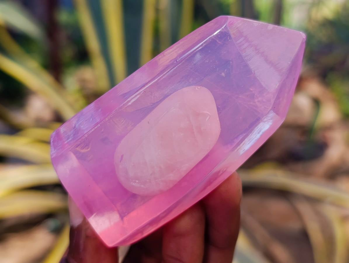Rose Quartz Glycerin Handmade Soap With Rose Essential Oil - sold per soap - From South Africa - Toprock Gemstones and Minerals 