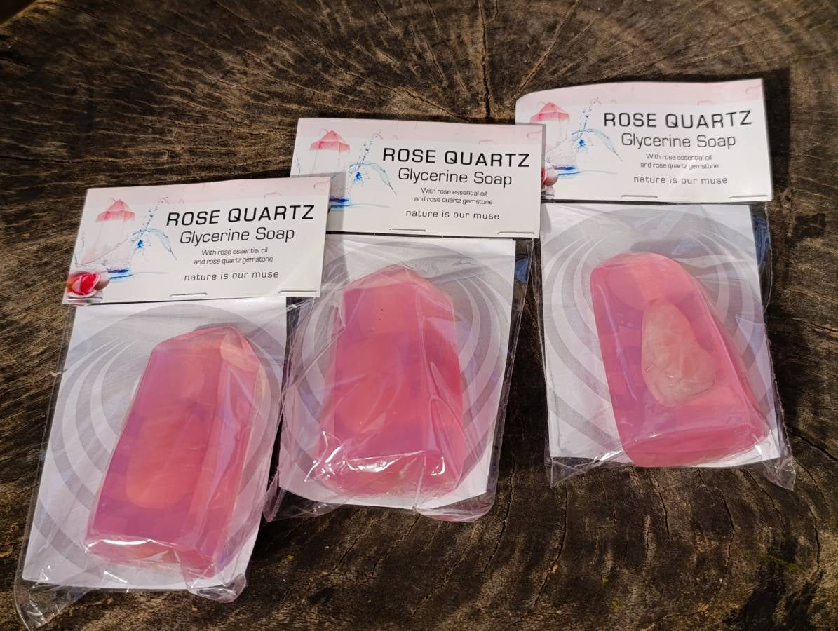 Rose Quartz Glycerin Handmade Soap With Rose Essential Oil - sold per soap - From South Africa - Toprock Gemstones and Minerals 