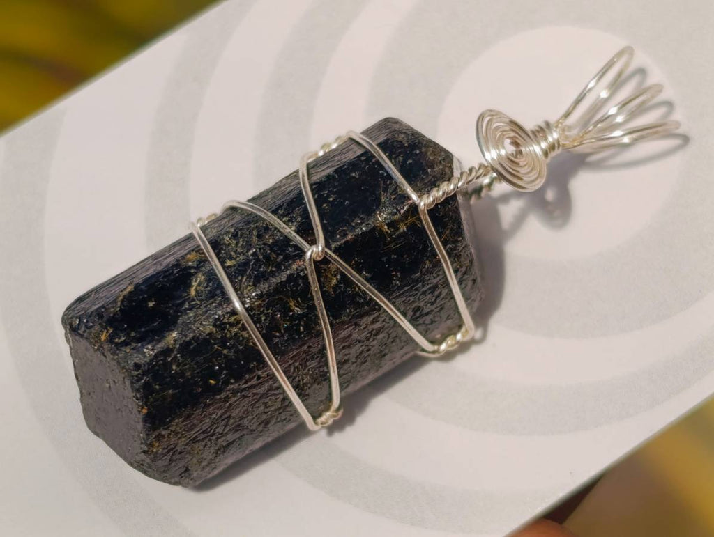 Natural Double Terminated Black Tourmaline Crystals with Silver Wire Wrap - Sold per Piece - South Africa - Toprock Gemstones and Minerals 