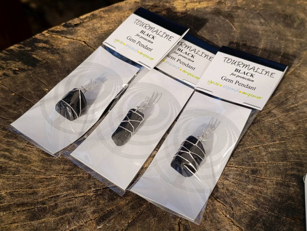 Natural Double Terminated Black Tourmaline Crystals with Silver Wire Wrap - Sold per Piece - South Africa - Toprock Gemstones and Minerals 