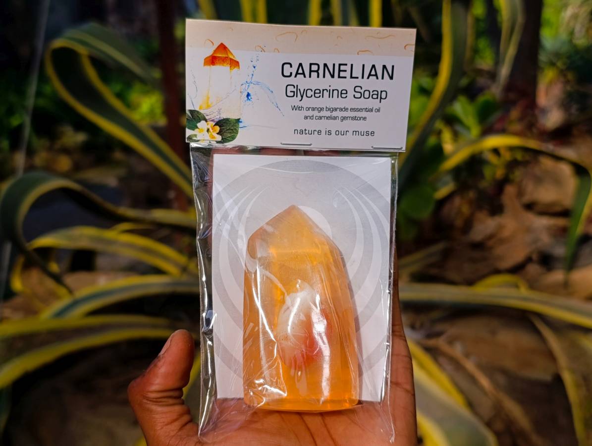 Carnelian Glycerin Handmade Soap With Orange Bigrade Essential Oil - sold per soap - From South Africa - Toprock Gemstones and Minerals 