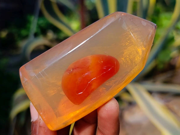Carnelian Glycerin Handmade Soap With Orange Bigrade Essential Oil - sold per soap - From South Africa