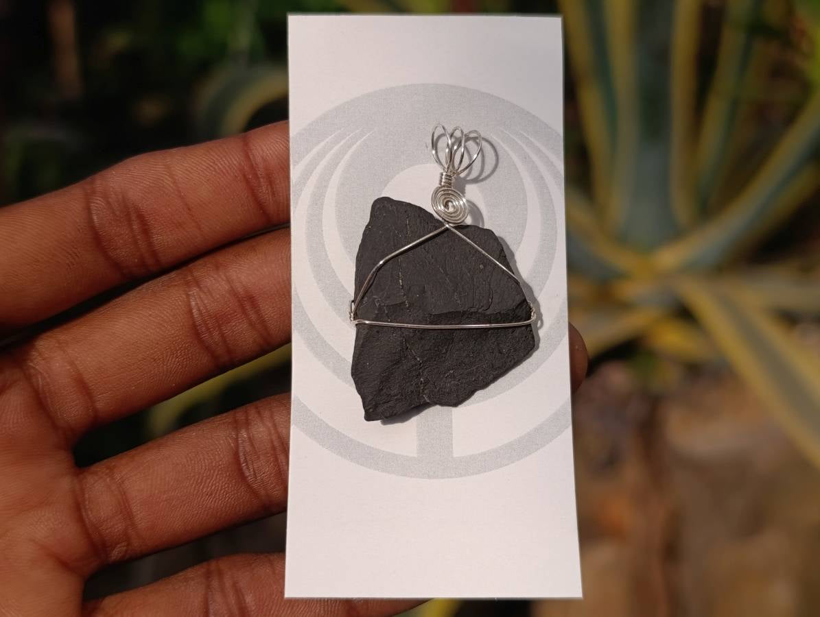 Natural Shungite Crystals with Silver Wire Wrap - Sold per Piece - South Africa - Toprock Gemstones and Minerals 