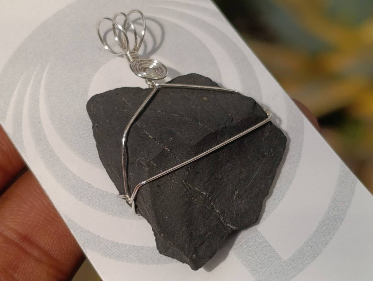 Natural Shungite Crystals with Silver Wire Wrap - Sold per Piece - South Africa - Toprock Gemstones and Minerals 