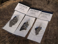 Natural Shungite Crystals with Silver Wire Wrap - Sold per Piece - South Africa