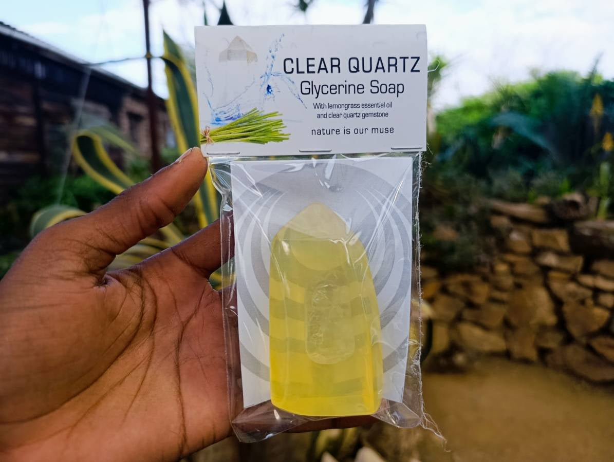 Clear Quartz Glycerin Handmade Soap With Lemongrass Essential Oil - sold per soap - From South Africa - Toprock Gemstones and Minerals 