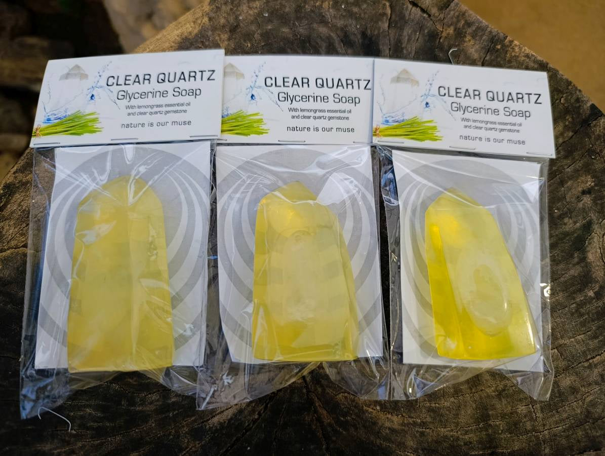 Clear Quartz Glycerin Handmade Soap With Lemongrass Essential Oil - sold per soap - From South Africa - Toprock Gemstones and Minerals 