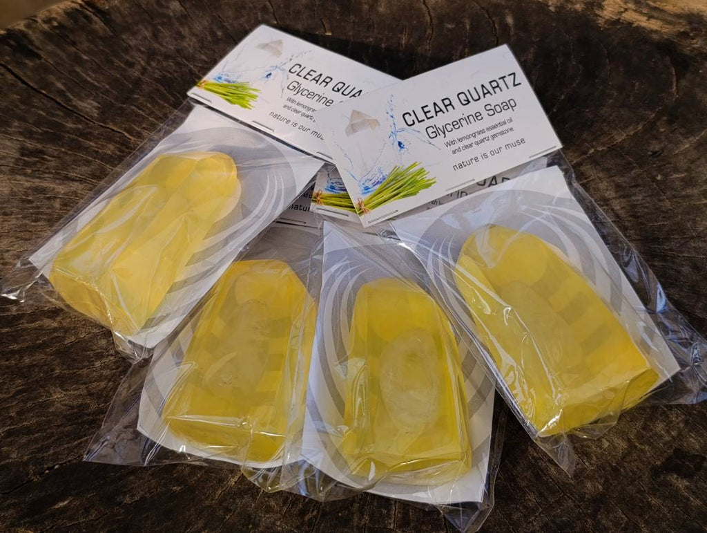 Clear Quartz Glycerin Handmade Soap With Lemongrass Essential Oil - sold per soap - From South Africa - Toprock Gemstones and Minerals 