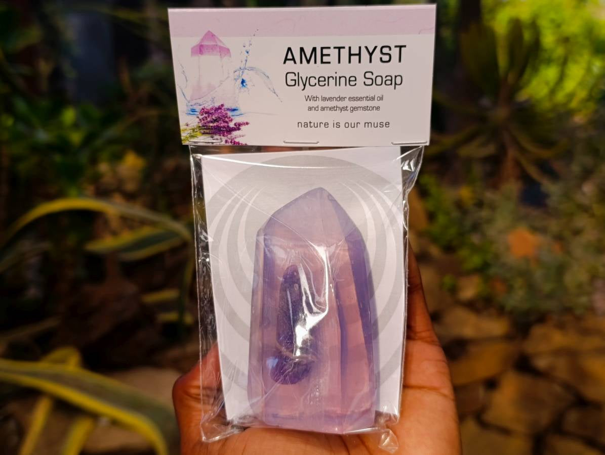 Chevron Amethyst Glycerin Handmade Soap With Lavender Essential Oil - sold per soap - From South Africa - Toprock Gemstones and Minerals 