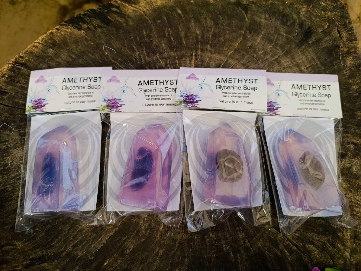 Chevron Amethyst Glycerin Handmade Soap With Lavender Essential Oil - sold per soap - From South Africa - Toprock Gemstones and Minerals 