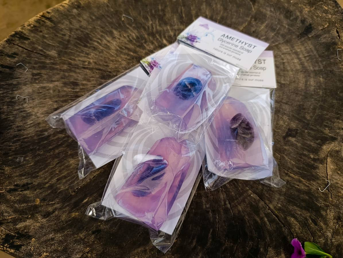 Chevron Amethyst Glycerin Handmade Soap With Lavender Essential Oil - sold per soap - From South Africa - Toprock Gemstones and Minerals 