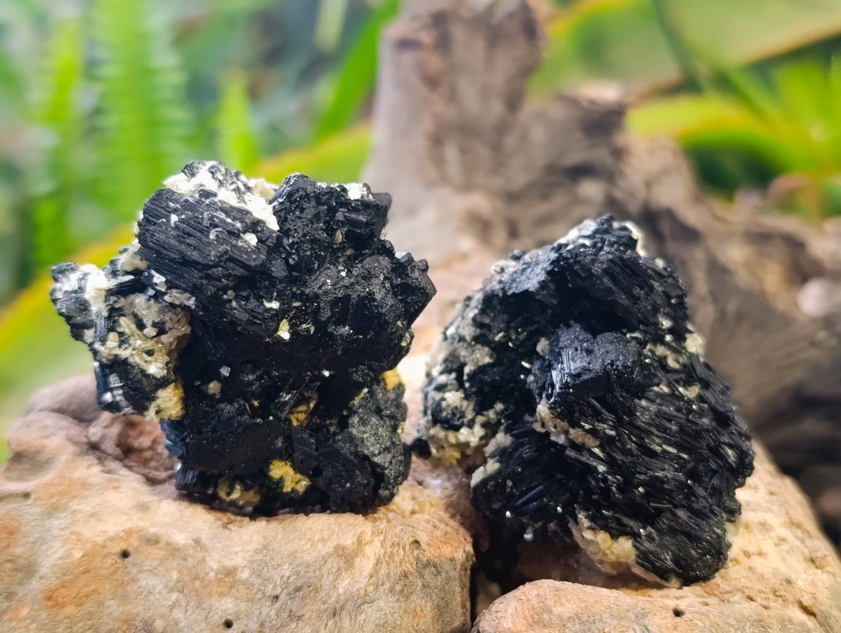 Natural Schorl Black Tourmaline Specimens x 12 From Erongo, Namibia - Toprock Gemstones and Minerals 