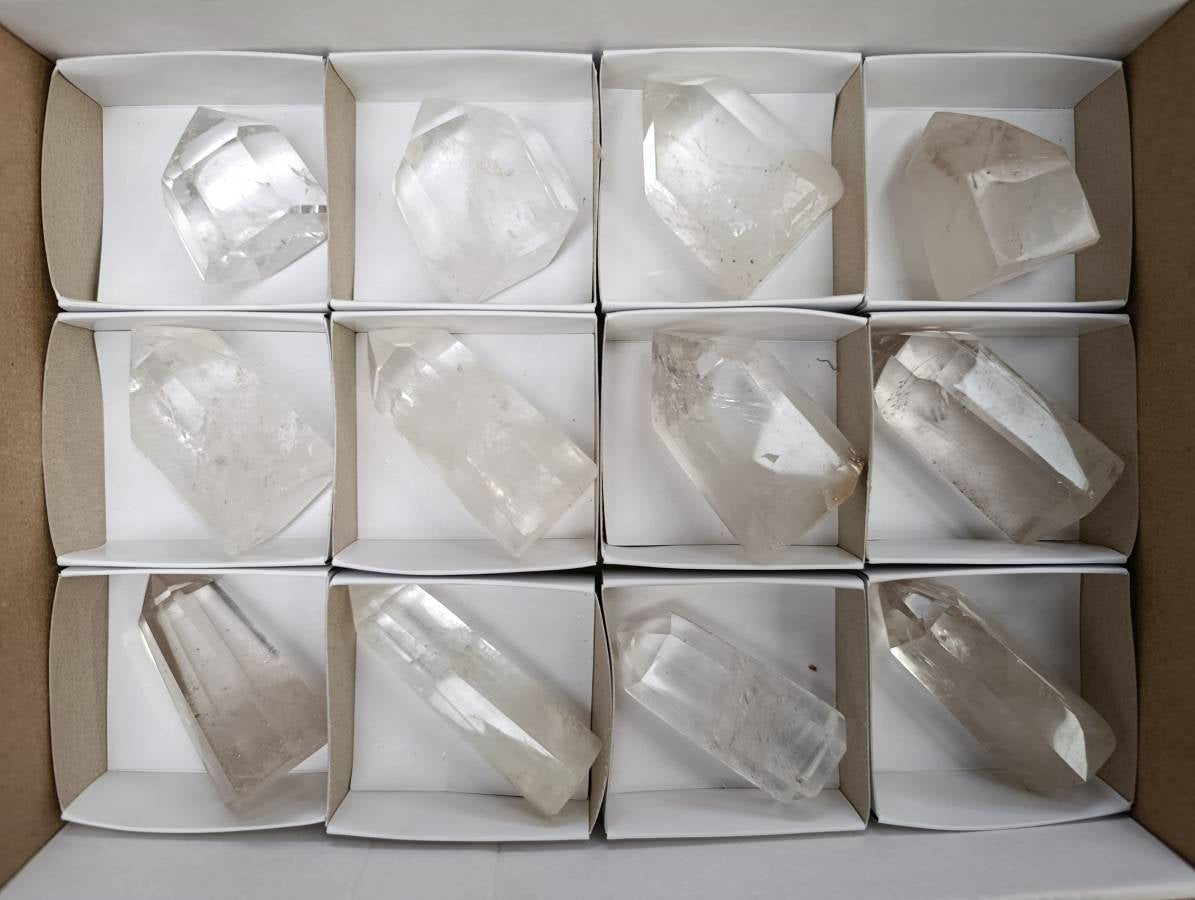 Polished Clear Quartz Crystals x 12 From Madagascar - Toprock Gemstones and Minerals 