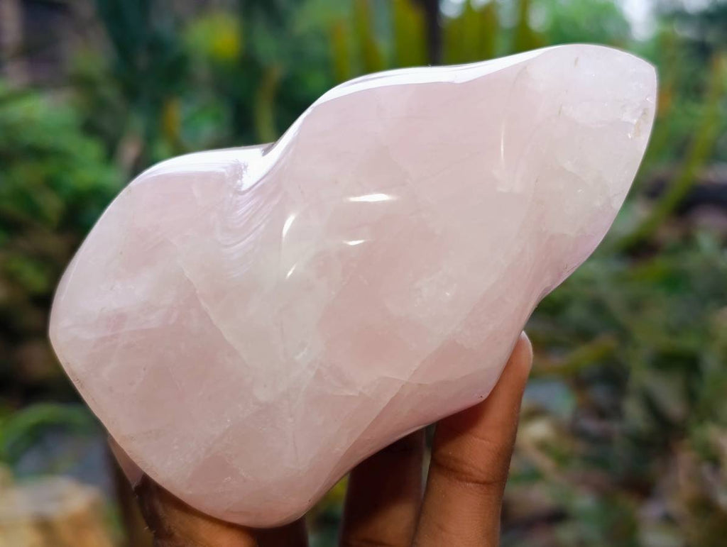 Polished Rose Quartz Flames x 2 Madagascar - Toprock Gemstones and Minerals 