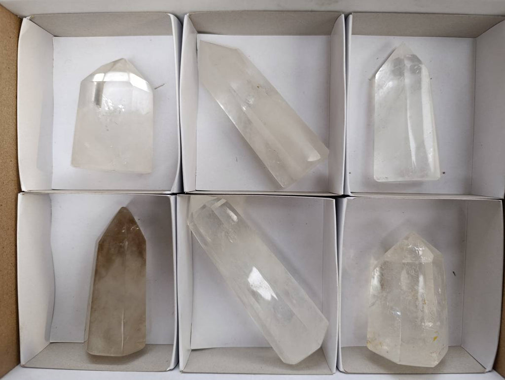 Polished Clear Quartz Crystals x 6 From Madagascar - Toprock Gemstones and Minerals 