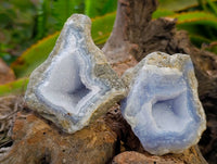 Natural Blue Lace Agate Geode Specimens x 12 From Nsanje, Malawi