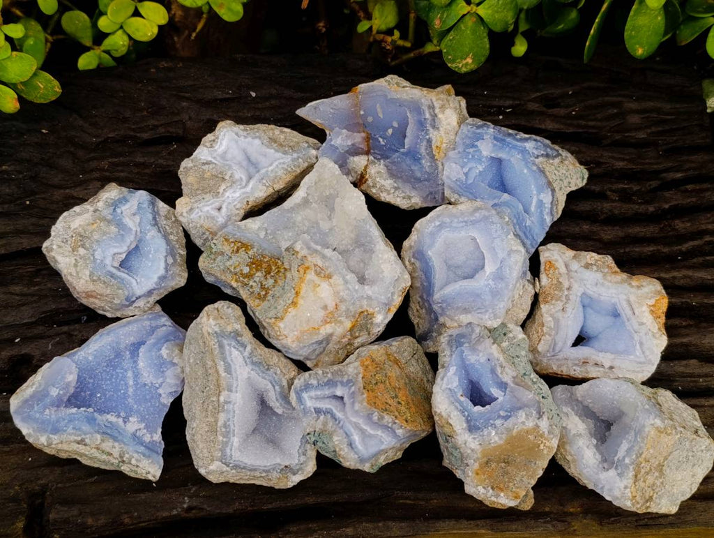 Natural Blue Lace Agate Geode Specimens x 12 From Nsanje, Malawi - Toprock Gemstones and Minerals 