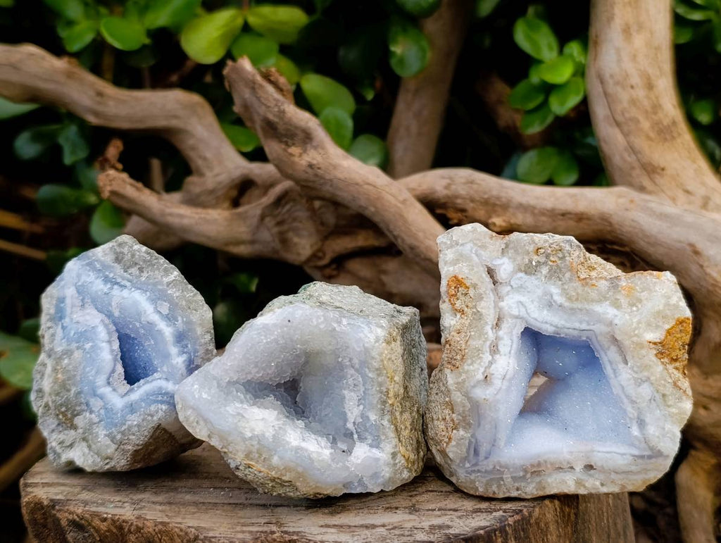 Natural Blue Lace Agate Geode Specimens x 12 From Nsanje, Malawi - Toprock Gemstones and Minerals 