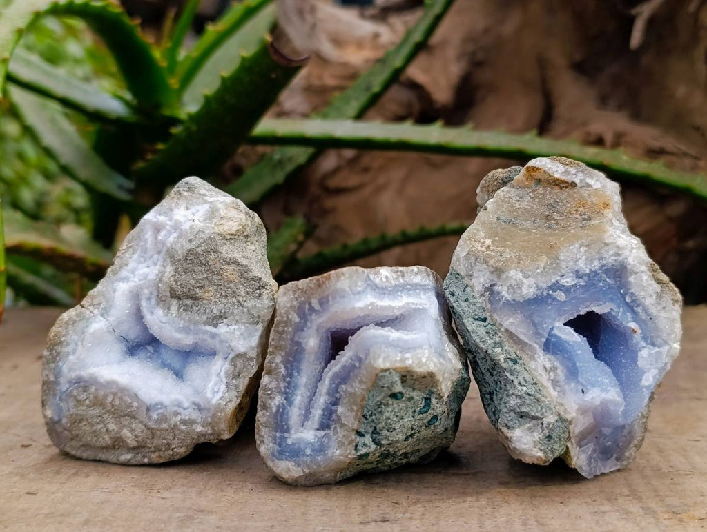 Natural Blue Lace Agate Geode Specimens x 12 From Nsanje, Malawi - Toprock Gemstones and Minerals 