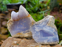 Natural Blue Lace Agate Geode Specimens x 12 From Nsanje, Malawi