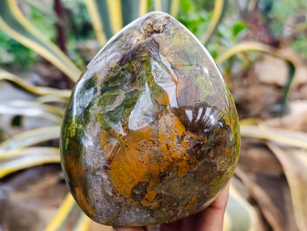 Polished Green Opal Standing Free Forms x 3 From Madagascar - Toprock Gemstones and Minerals 