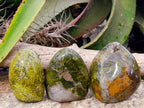 Polished Green Opal Standing Free Forms x 3 From Madagascar - Toprock Gemstones and Minerals 
