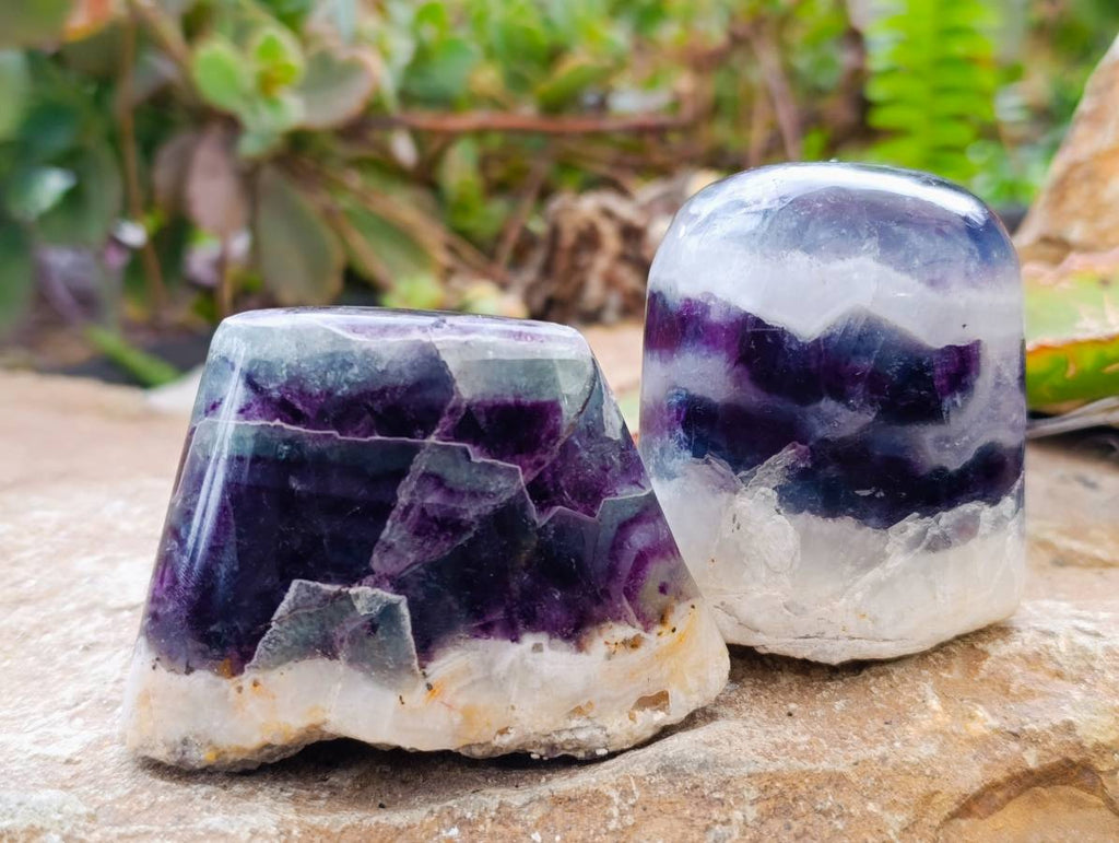 Polished Watermelon Fluorite Free Forms x 8 From Uis, Namibia - Toprock Gemstones and Minerals 