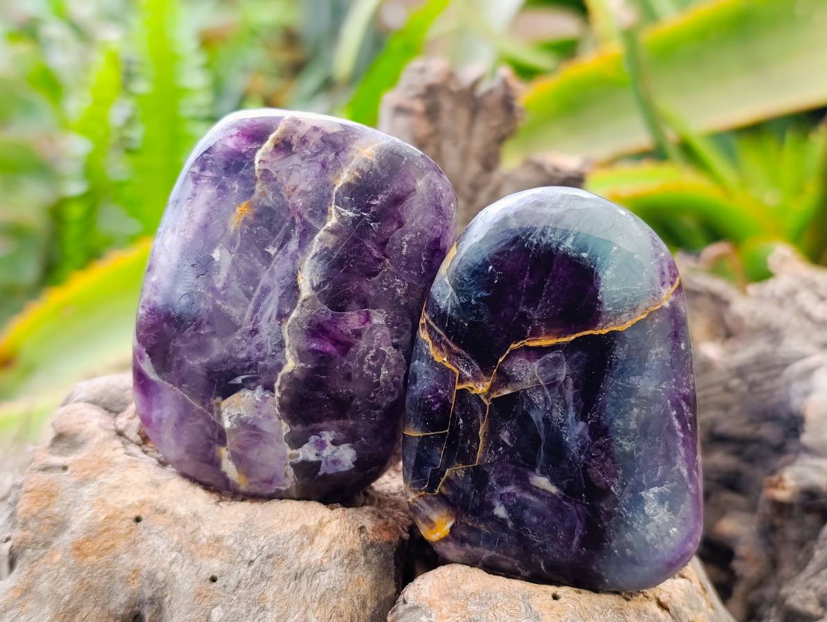 Polished Watermelon Fluorite Free Forms x 8 From Uis, Namibia - Toprock Gemstones and Minerals 