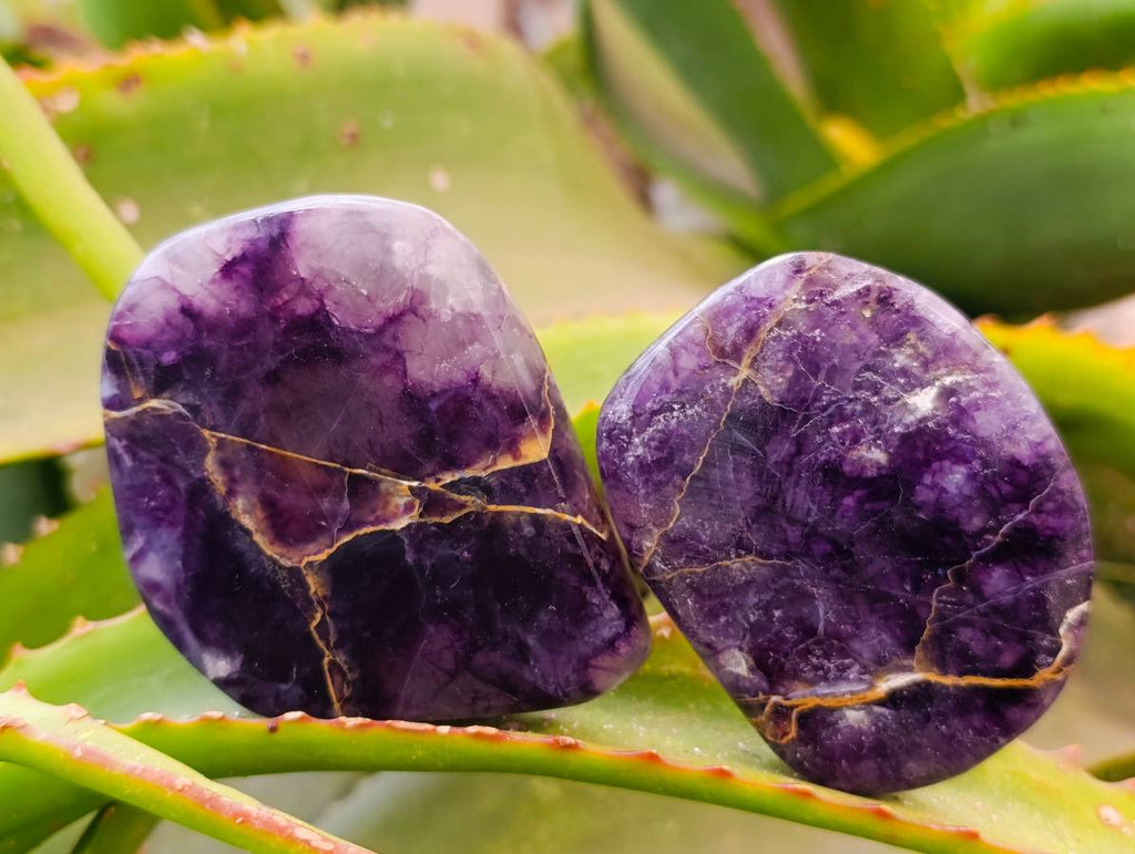 Polished Watermelon Fluorite Free Forms x 8 From Uis, Namibia - Toprock Gemstones and Minerals 