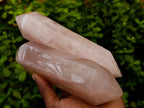 Polished Double Terminated Rose Quartz Points x 2 Madagascar - Toprock Gemstones and Minerals 