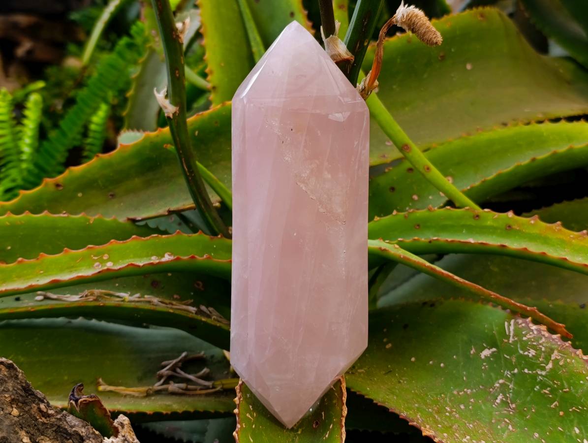 Polished Double Terminated Rose Quartz Points x 2 Madagascar - Toprock Gemstones and Minerals 