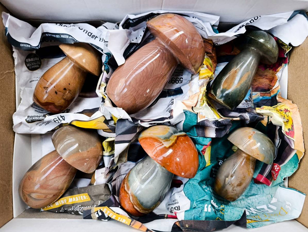 Polished Polychrome Jasper Mushrooms x 6 From Madagascar - Toprock Gemstones and Minerals 