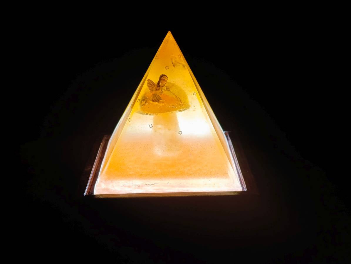 Hand Made Rose Quartz Mushroom Set In Resin Light Box x 1 From Madagascar - Toprock Gemstones and Minerals 