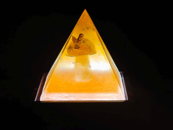 Hand Made Rose Quartz Mushroom Set In Resin Light Box x 1 From Madagascar